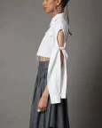 Tie-Up Sleeves Cropped  Shirt