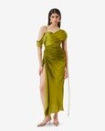 Olive Ruched Dress