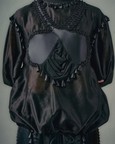 Cross Gathered Top & Sheer Insert Godet Trouser Set