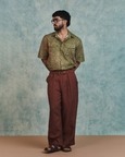 Chocolate Linen Mens Baggy Pants