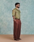 Chocolate Linen Mens Baggy Pants