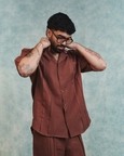 Chocolate Linen Mens Pleated Camp Collar Shirt
