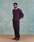 Plum Linen Mens Lounge Pants