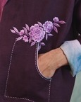 Plum Linen Unisex Embroidered Open Jacket