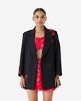 Black Cherry Embroidered Blazer