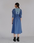 Blue Knitted Panel Long Dress