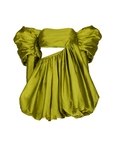Green Taffeta Puff Sleeve Dress
