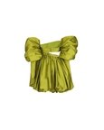 Green Taffeta Puff Sleeve Dress