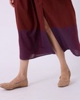 Fuwari Brown Colourblocked Handwoven Midi Skirt