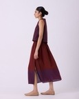 Fuwari Brown Colourblocked Handwoven Midi Skirt