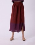 Fuwari Brown Colourblocked Handwoven Midi Skirt