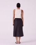 Sandra Charcoal Linen Midi Skirt