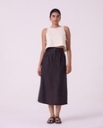 Sandra Charcoal Linen Midi Skirt
