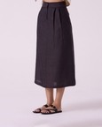 Sandra Charcoal Linen Midi Skirt