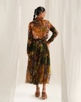 Brown Floral Sheer Skirt