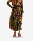 Brown Floral Sheer Skirt