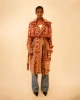 Vedya I Rust Silk Trench-Coat