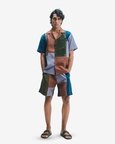 Patchwork Linen Men's Camp Collar Shirt Set