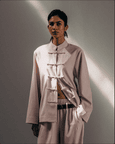 Mandarin Collar Linen Overshirt