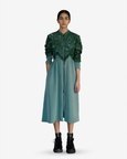 Green Map Embroidery Long Dress