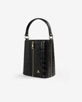 Giorgia Bucket Bag – Top Handle with Crossbody Gold Snake Chain