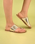 Tip Toe Rivets Gold Leather Flats