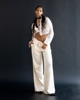 Butter Cream Organza Shirt With Pants