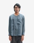 Slate Linen Men's Side Placket Shirt