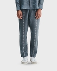 Slate Linen Embroidered Men's Tapered Lounge Pants