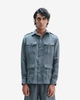 Slate Linen Men's Safari Overshirt Shirt