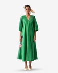 Emerald Mayflower Appliqué Dress