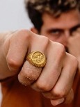 Vintage Engraved Gold Signet Men's Ring