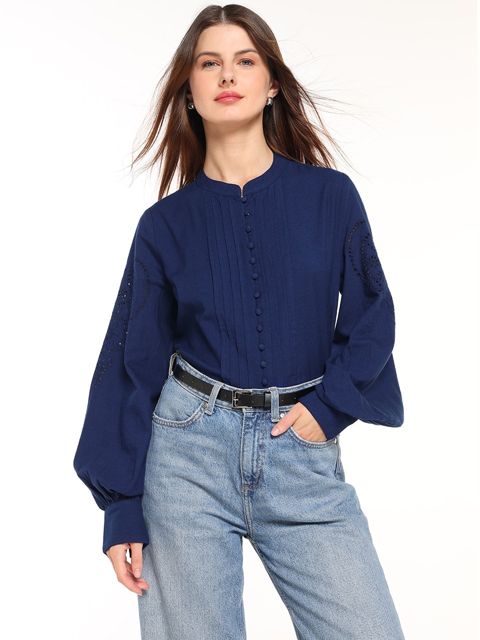 Blue Cutwork Shirt