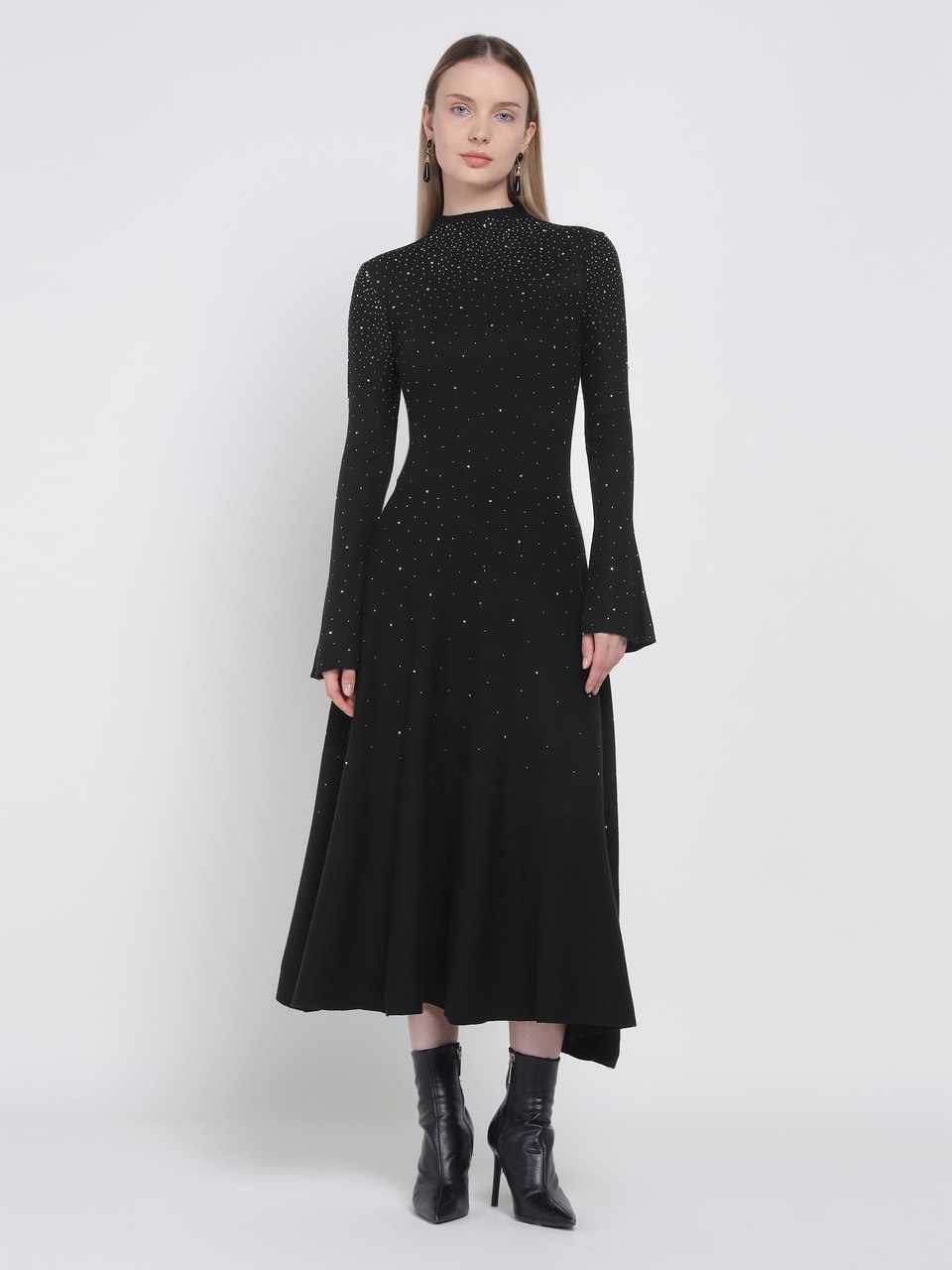 Black Knitted Studded Dress