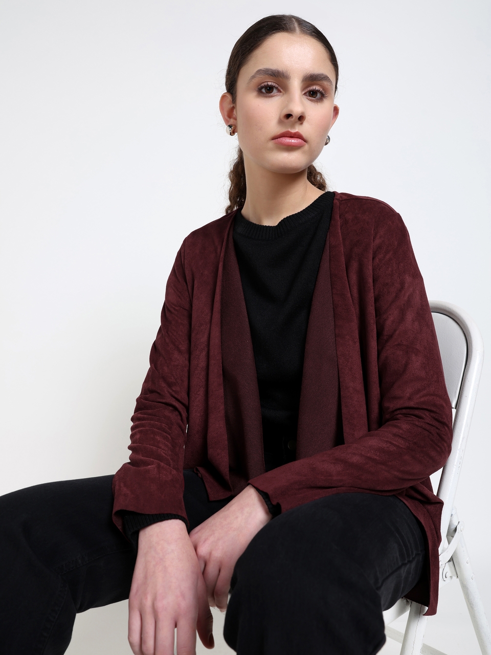Burgundy Suede Shrug