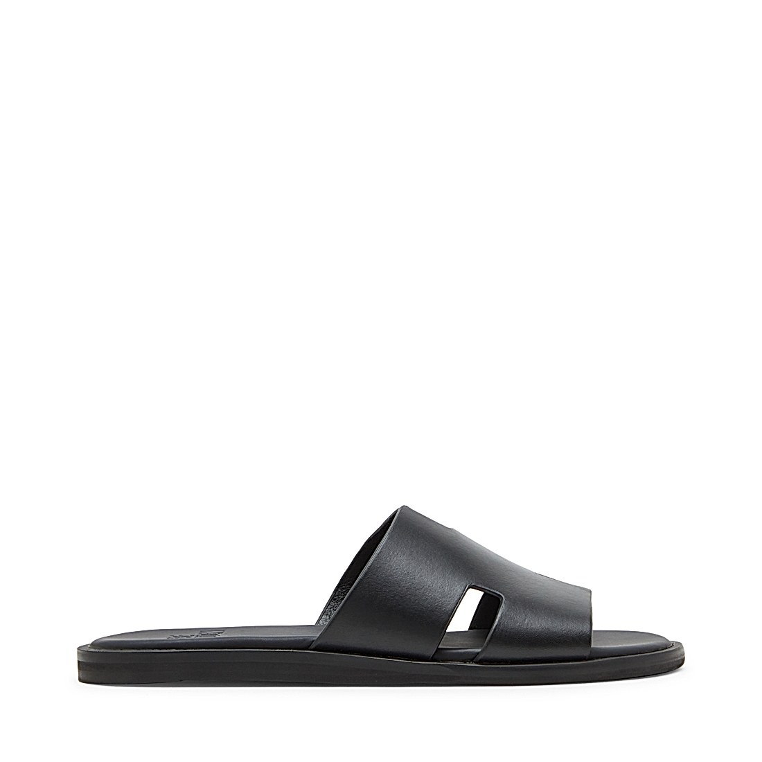 Leon-R Black Leather Sandals & Flip Flops | Steve Madden display picture 1
