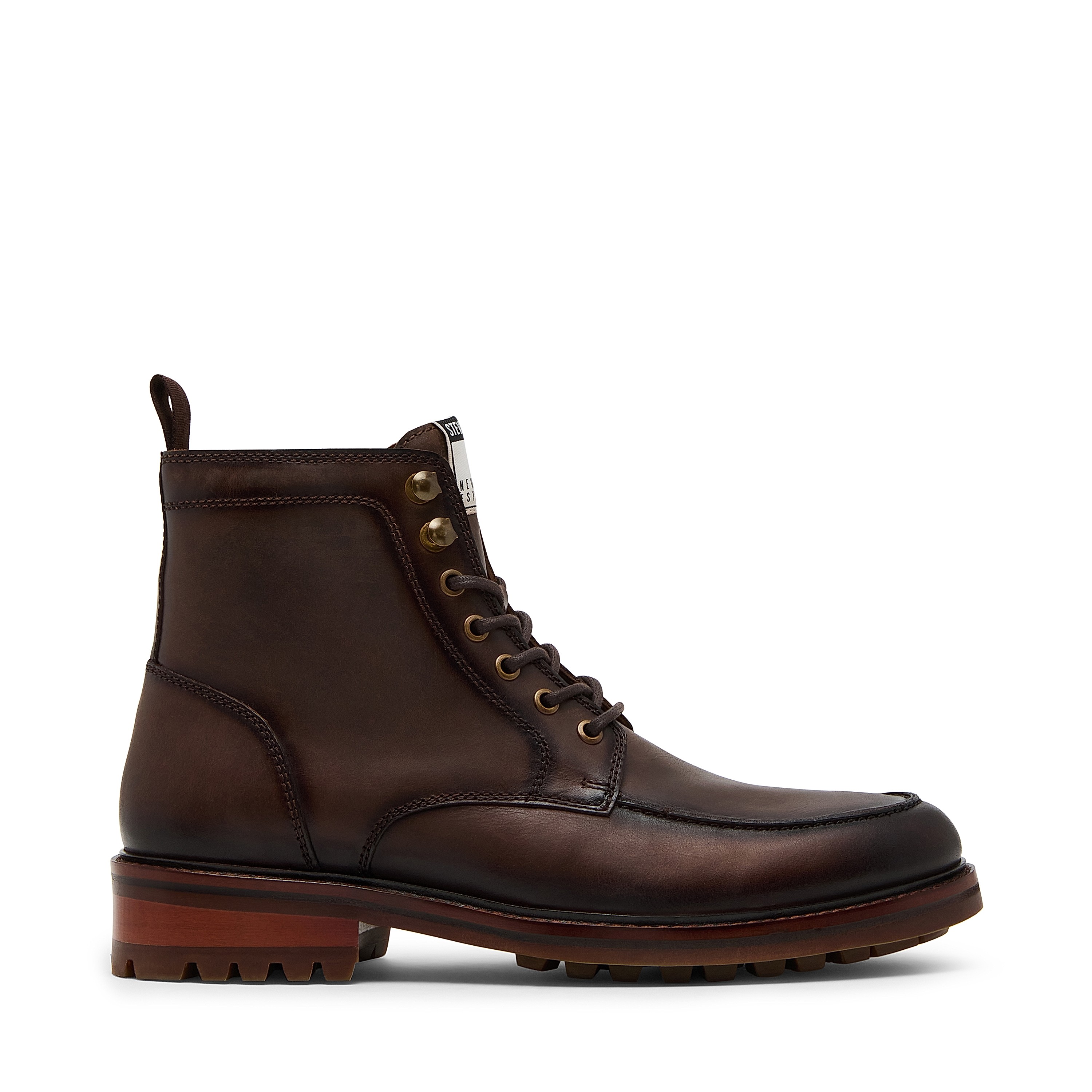 Steve Madden Brown Lace-Up Moc Toe Work Boots Madden Men Steve Madden Men main image 3