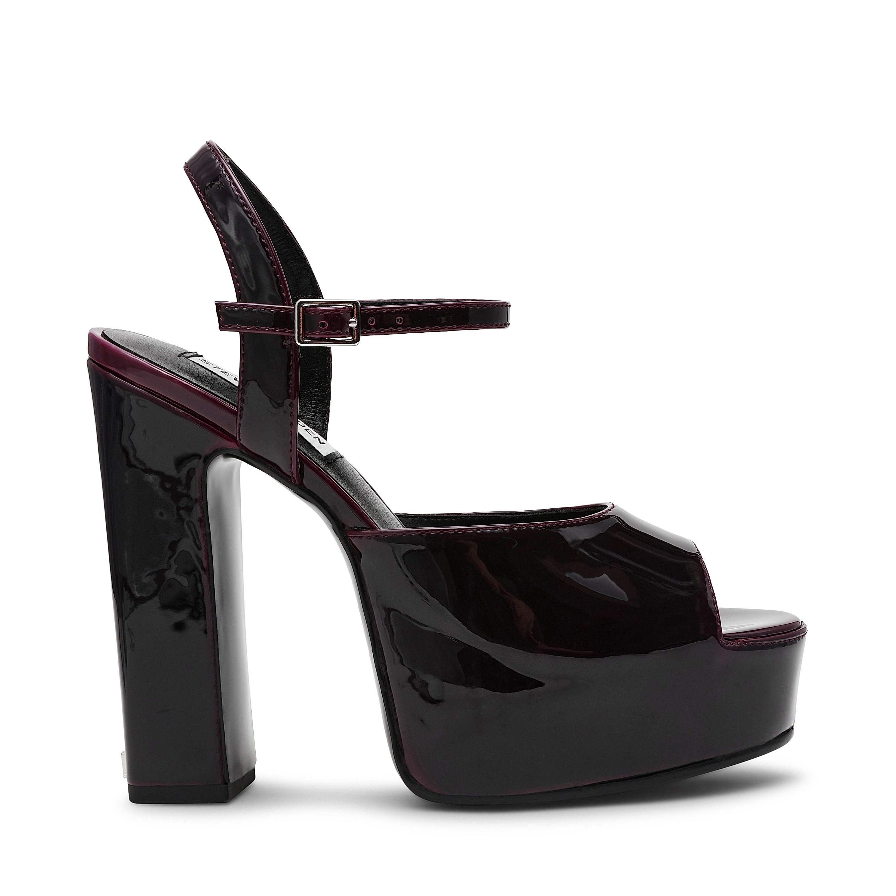 Tandem Dark Cherry Patent Heel Sandals | Steve Madden