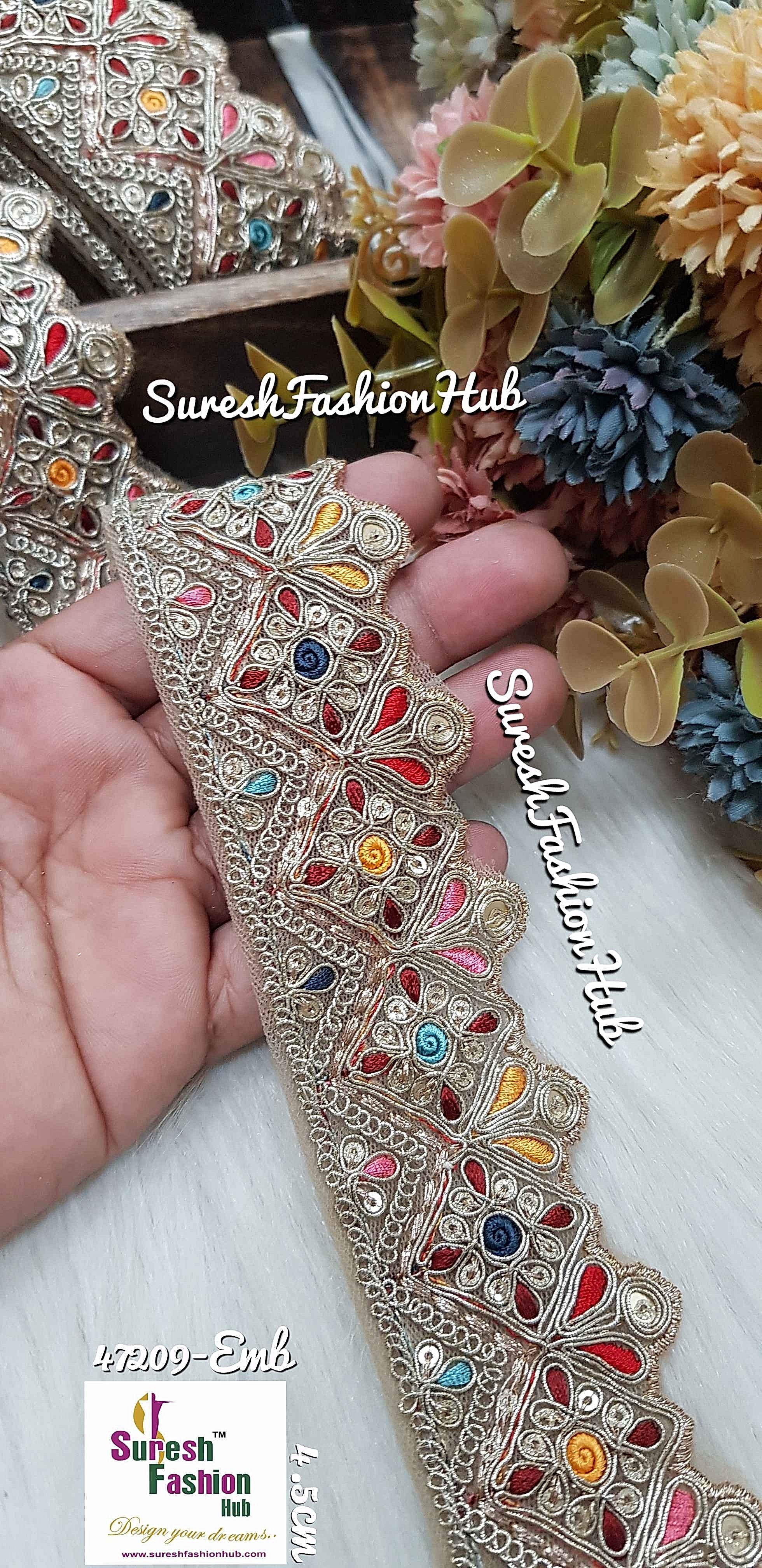Sabyasachi-Inspired Floral Cutwork Embroidery Lace - No2 | Suresh