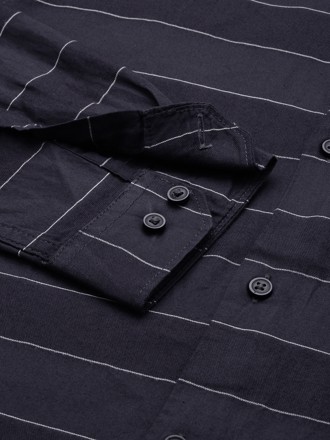 SHOWOFF Men's Spread Collar Black Self Design Shirt