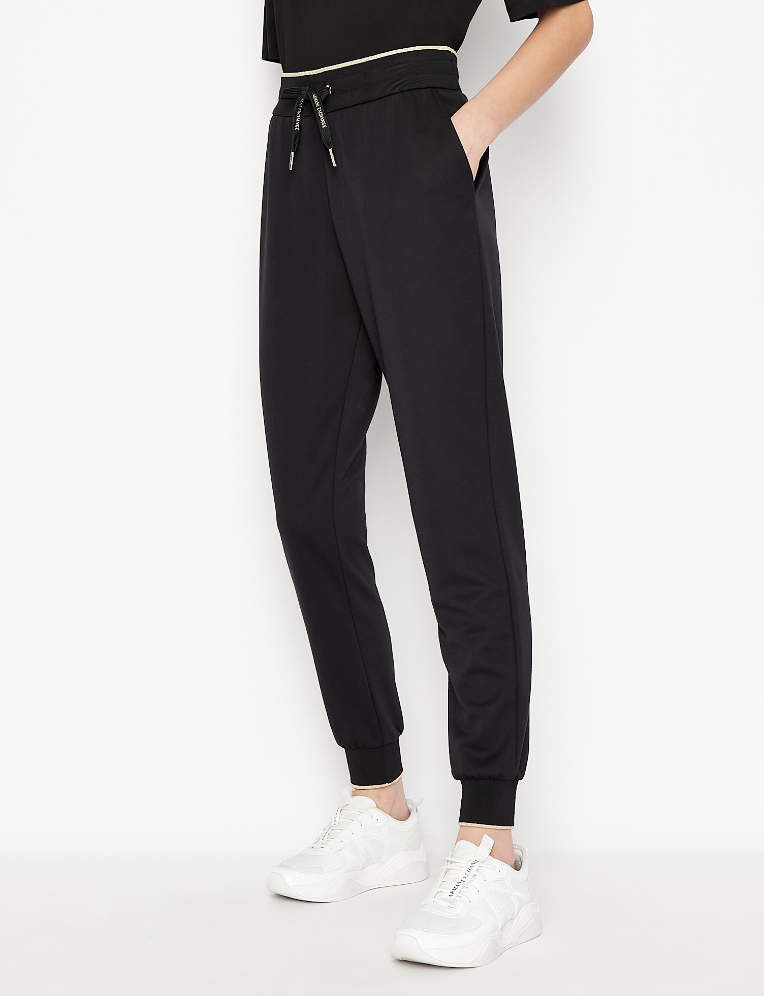 Cuffed trackpants with embroidered logo on the back