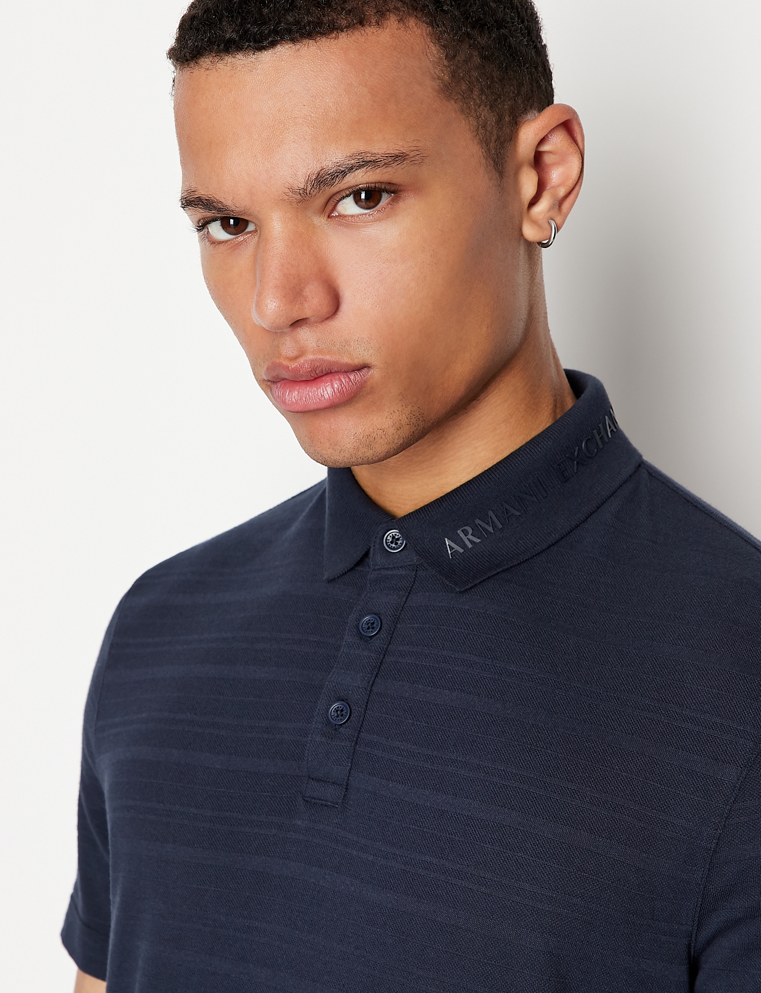 Textured Regular Fit Polo-T-Shirt with Logo on Collar