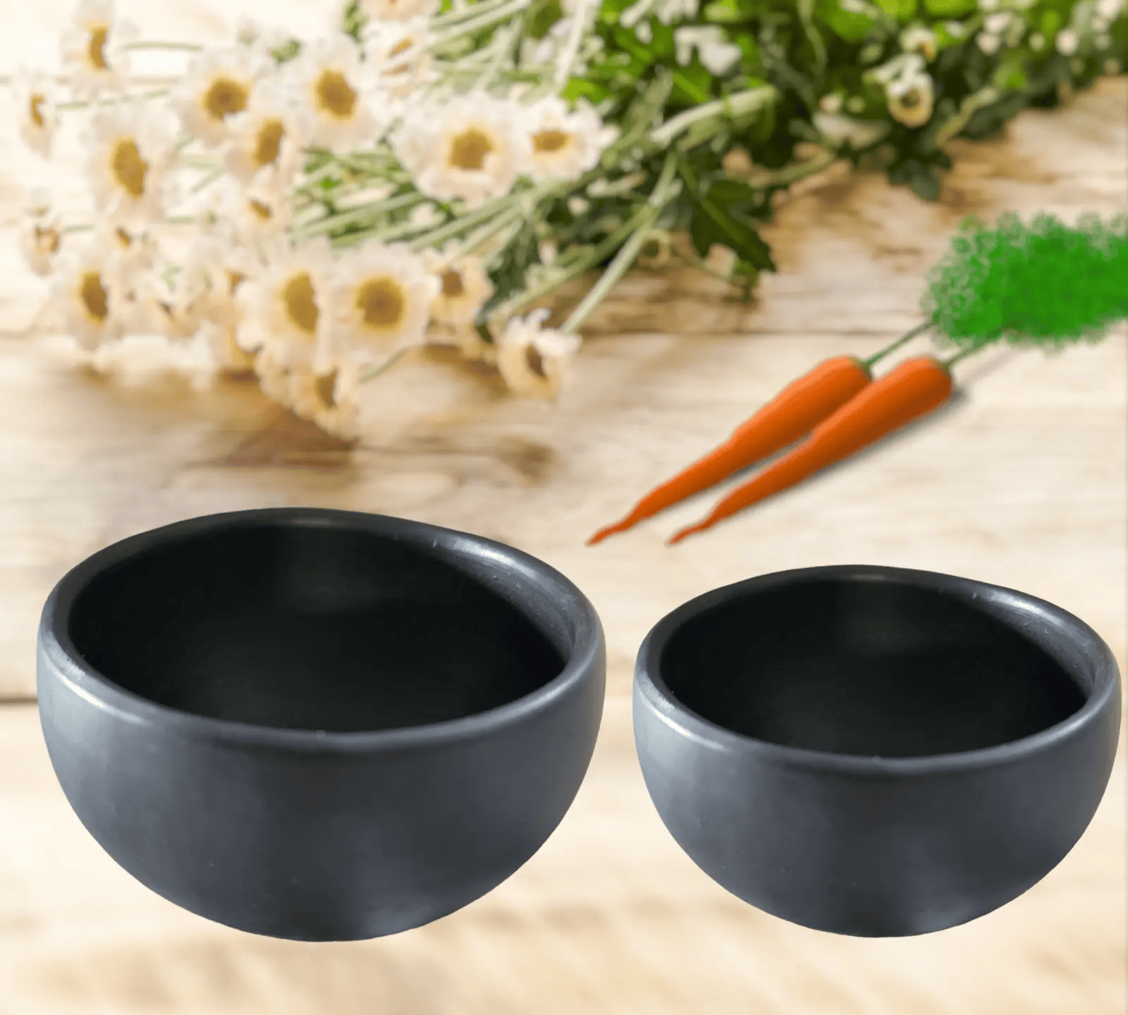 Soul for Earth - black clay Longpi serving bowl medium bowl set of two