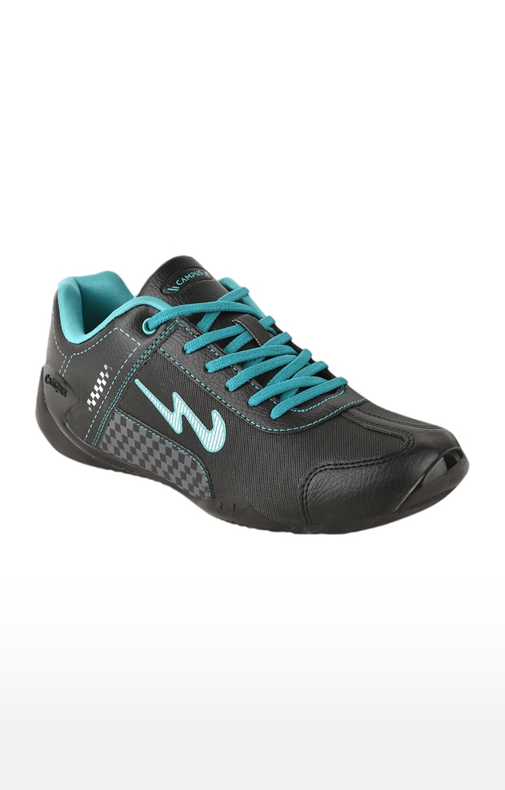 Campus Shoes | Men's Camp Black PU Running Shoes