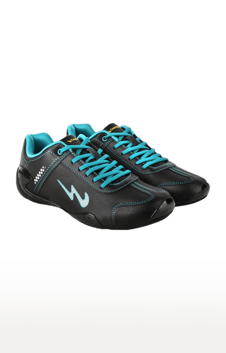 Campus Shoes | Men's Camp Black PU Running Shoes