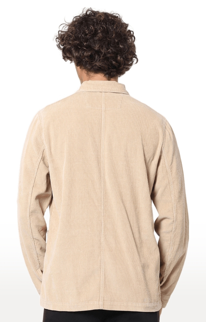 Men's Beige Cotton Textured Western Jackets