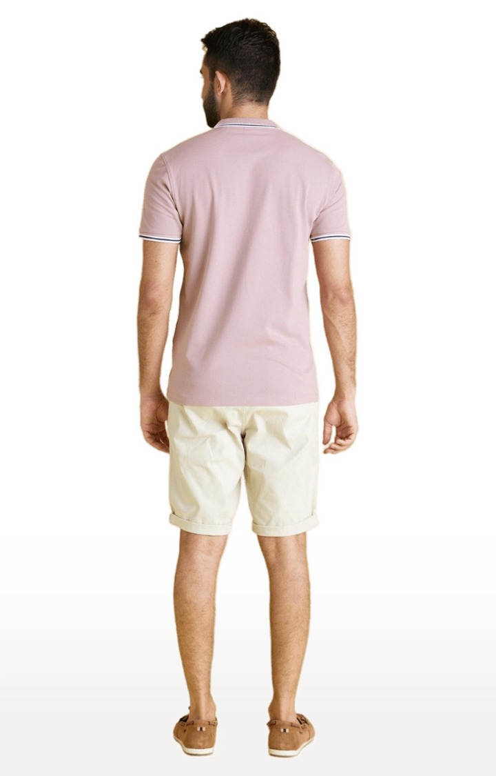 Men's White Cotton Blend Solid Shorts