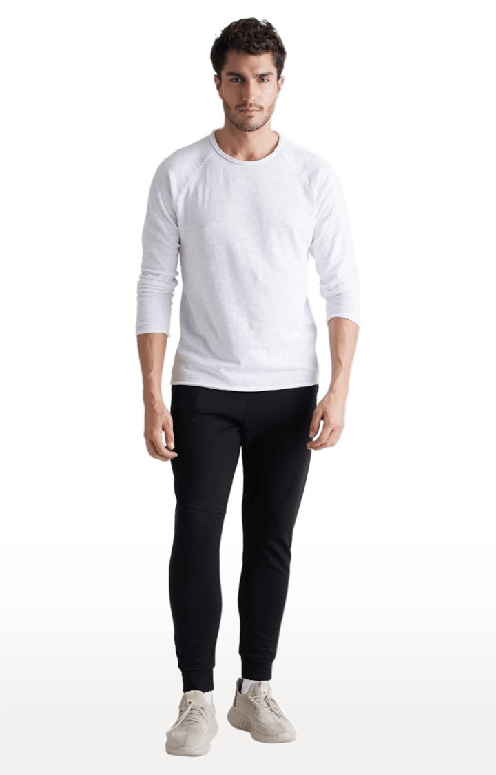 Men's Black Polycotton Solid Casual Joggers