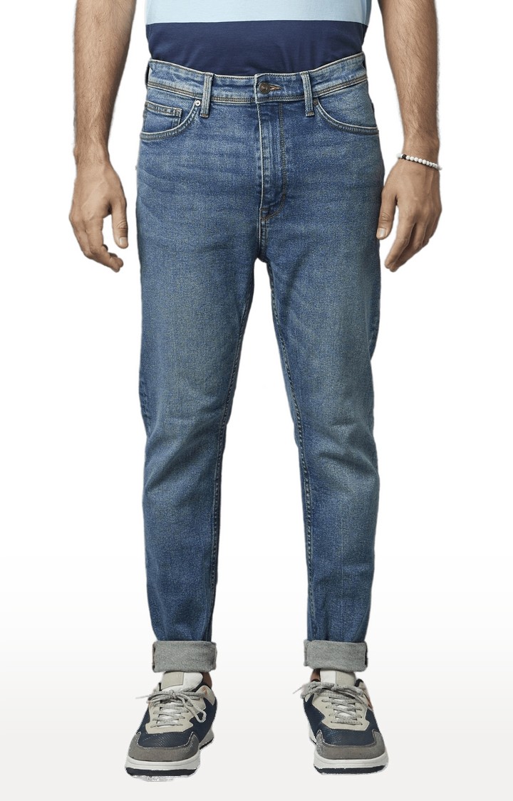 celio | Men's Blue Cotton Solid Regular Jeans
