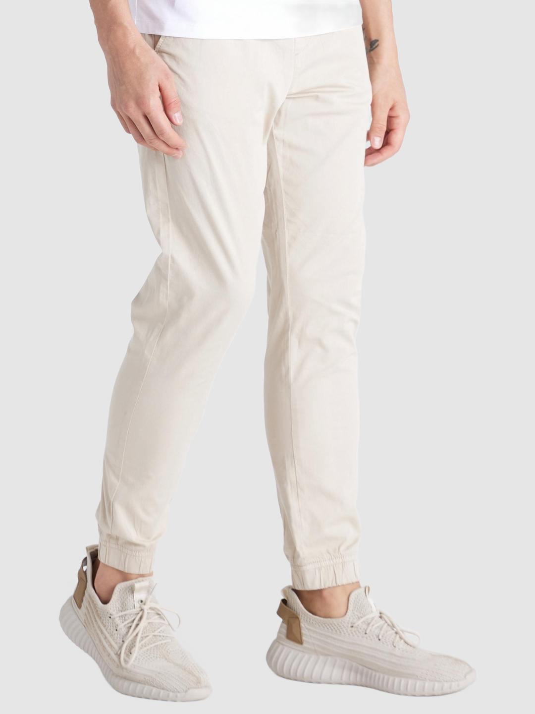 Celio Mens Beige Solid Trouser